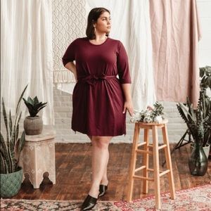 Ori Signature French Terry Dress in Burgundy